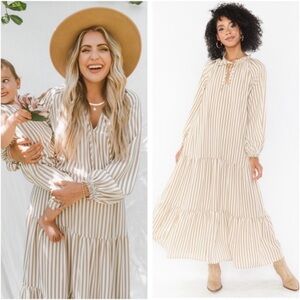 Show Me Your MuMu Birdie Maxi Dress Striped Neutral Size Medium
